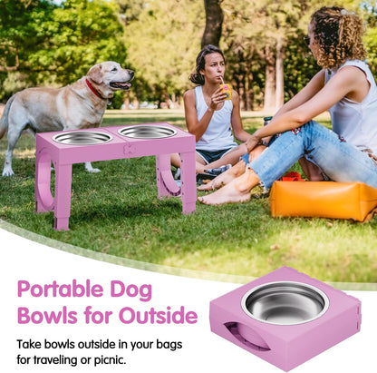 XIAZ Elevated Dog Bowls Large Breed Raised Dogs Bowl Stand Large/Medium Sized Dog Stainless Steel Food Water Bowl Stands 5 Heights Adjustable 9/11/12/14in Pet Feeder Dish Station