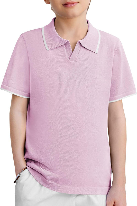 Arshiner Boys Polo Shirts Short Sleeve Vintage Knit Golf Shirts School Uniform Shirt Kids Casual Tee Tops for 4-14 Years