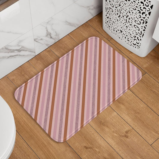 Pink Diagonal Stripe Print Bathroom Rugs 24x16 Inches, Small Bathroom Bath Rugs Non Slip Washable, Soft Absorbent Bath Mat Shower Mat Outside Shower