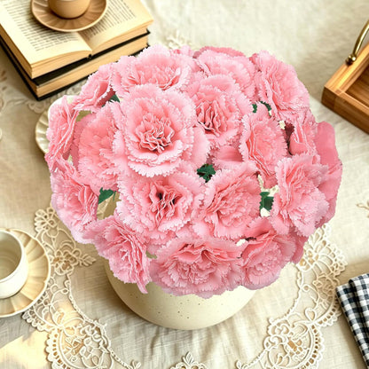24 Pcs Pink Carnations Artificial Flowers, 11.4 Inch Faux Silk Carnations with Stems for Wedding Bouquets, Home Decor, Table Centerpieces