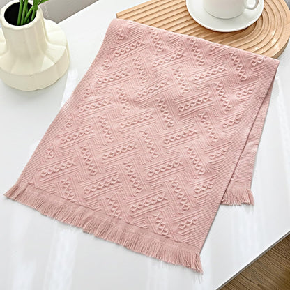4-Pack Pink Luxury Decorative Bathroom Hand Towels – 13"x29.1" Boho Bath Hand Towels Set with Jacquard Weave & Fringe, Cotton Absorbent Soft Face Towels for Kitchen/Bathroom/Farmhouse