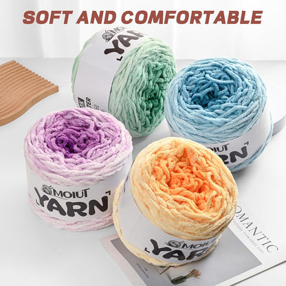 Blanket Perfect Ombre Cake Yarn - Baby Yarn for Crocheting Soft - 3 Pack of 10.6oz/300g - #6 Super Bulky - 197 Yards for Knitting, Crafts & Amigurumi, Chunky Chenille Yarn(3 Peach Blossom)