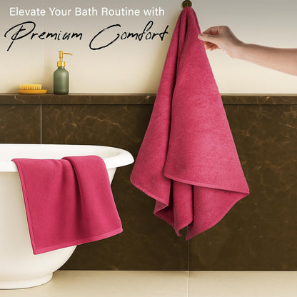 EcoNour Luxury 4-Pack Pink Turkish Cotton Bath Towels, 550 GSM 100% Cotton – 27x54 Inch, Ultra Soft, Quick Dry & Highly Absorbent for Bathroom, Gym & Travel