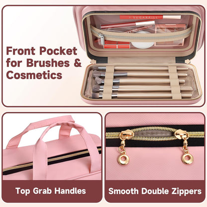 Travel Toiletry Bag for Women – Waterproof Hanging Organizer with Multiple Compartments, Fits Full-Size Toiletries and Makeup Accessories, Compact & Portable, Travel Essentials (Medium, Pink)