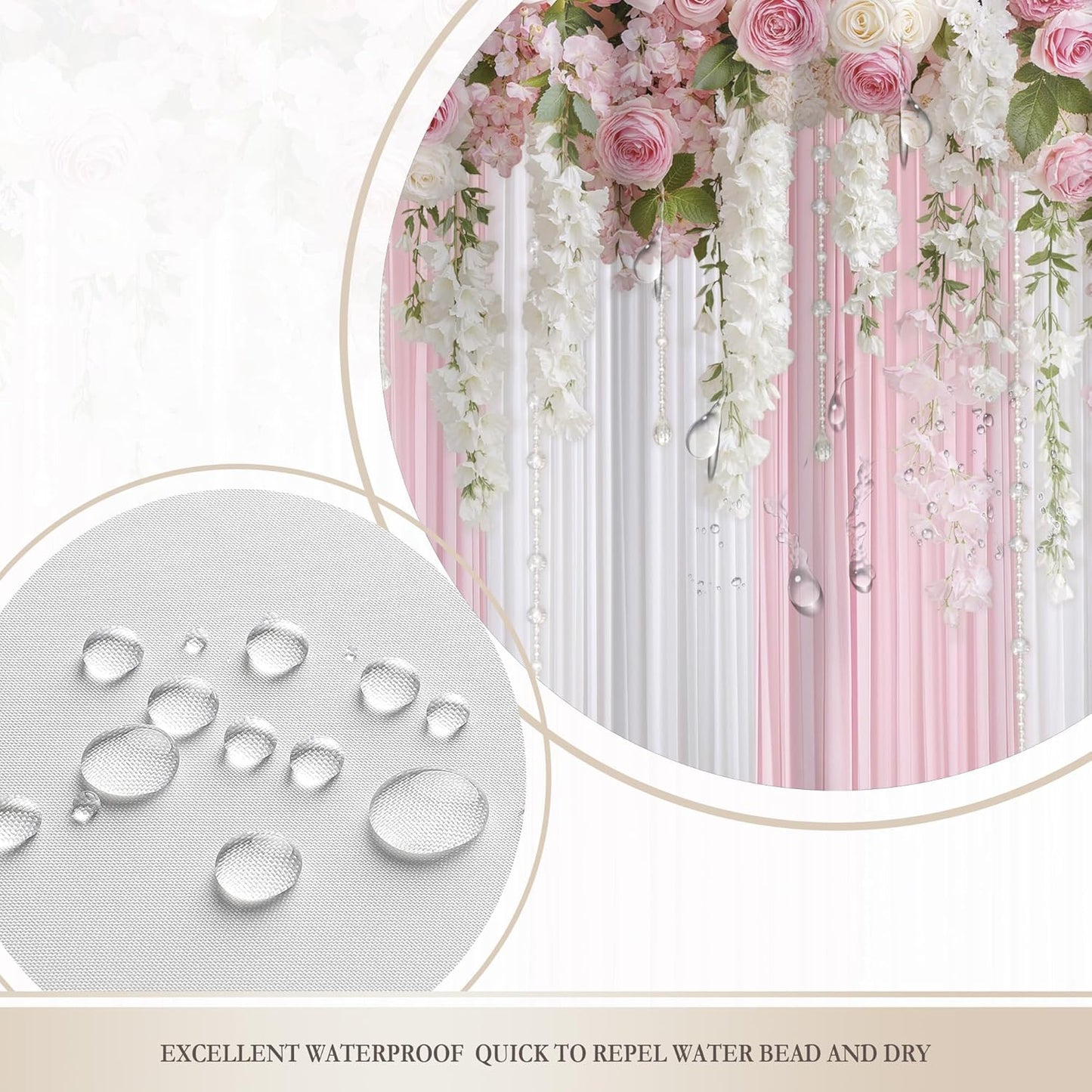 Glawry Pink Floral Shower Curtain,Girly Romantic Spring Blossom Flowers Bathroom Curtains, Girl Women Pink Roses Shower Curtain Set 60Wx72L Inches Bath Accessories Decor Fabric 12 Hooks