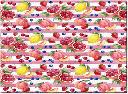 Area Rug for Bedroom Living Room Decor,Summer Peach Lemon Grapefruit Ultra Soft Non-Slip Accent Rugs Indoor Large Floor Carpet Blueberry Strawberry Pink Stripe Non-Shedding Nursery Floor Mat,48x72in