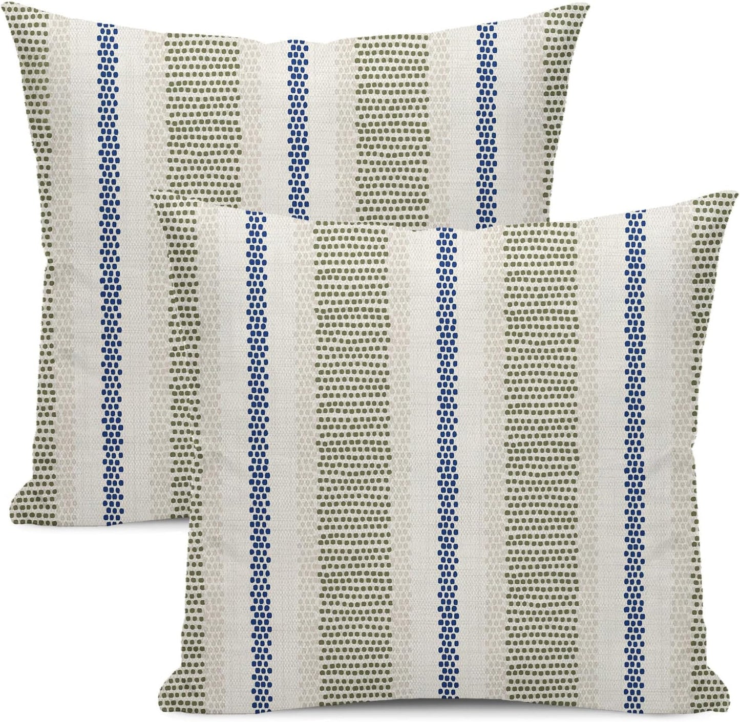 Pink Sage Green Pillow Covers 18x18 Inch 2 Pcs Boho Preppy Polka Dots Striped Decor Throw Pillows Modern Geometric Outdoor Farmhouse Decoration Pillowcase Linen Cushion Cover for Couch Sofa