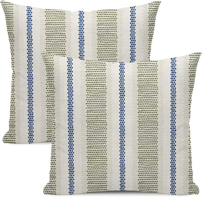 Pink Sage Green Pillow Covers 18x18 Inch 2 Pcs Boho Preppy Polka Dots Striped Decor Throw Pillows Modern Geometric Outdoor Farmhouse Decoration Pillowcase Linen Cushion Cover for Couch Sofa