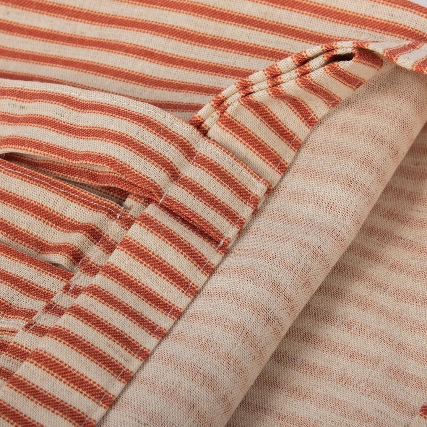 Blush Pink Striped Shower Curtain Hookless - 72x72 Inches,Linen Blend Cloth Fabric,Girly Cute Coquette Style Ticking Vertical Stripe Shower Curtain for French Country Bathroom Decor
