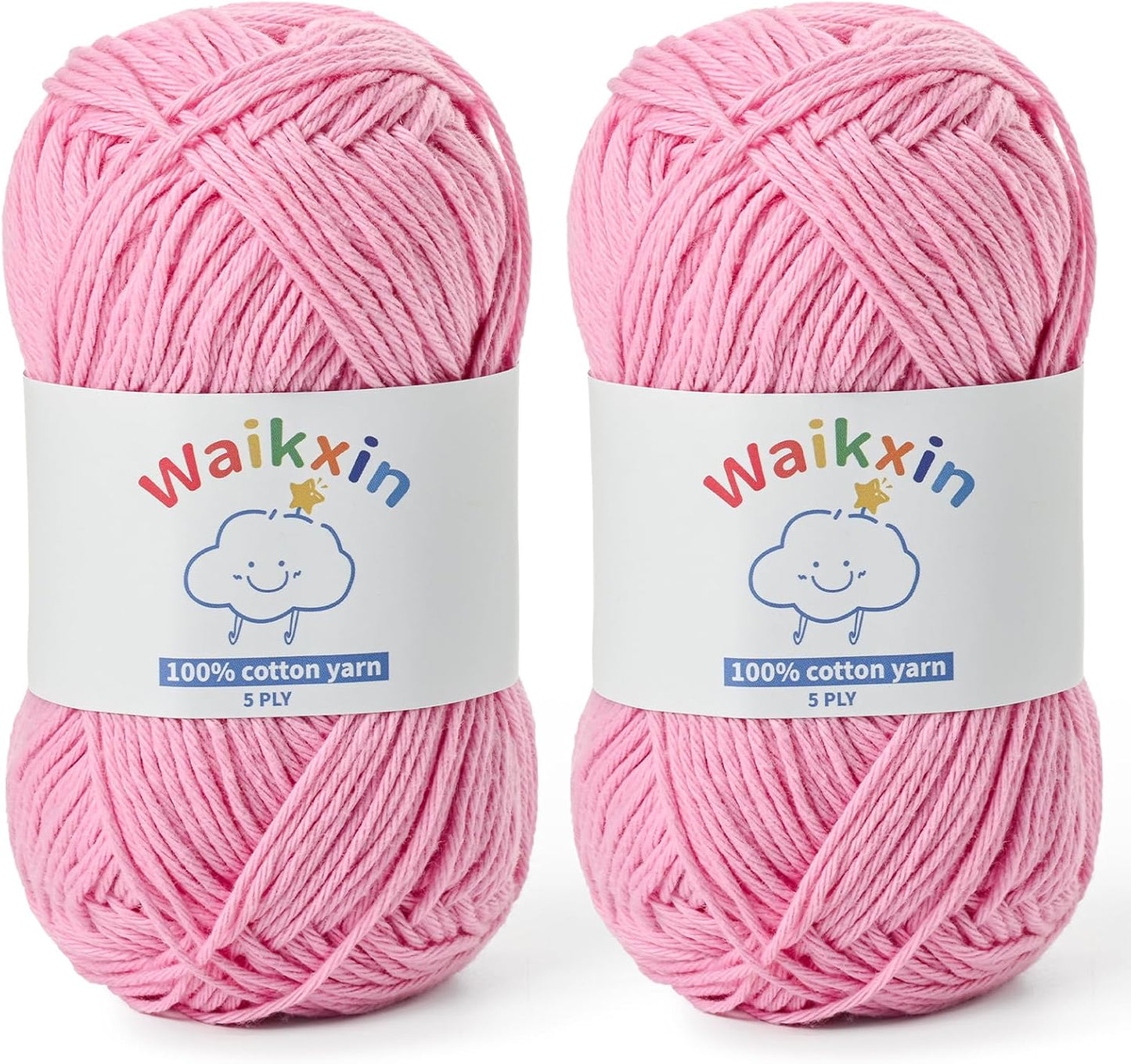 Cotton Yarn for Crocheting - 262.4yds / 3.52oz Baby Yarn for Crocheting Soft - 100% Milk Cotton Yarn 5 Ply Crochet Amigurumi Yarn for Crafts&Puzzle/Socks/Hats(2 Deep Pink)