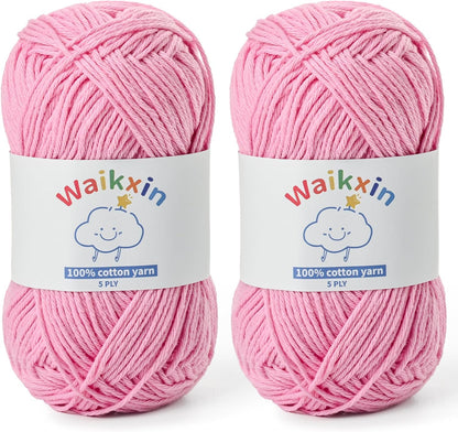 Cotton Yarn for Crocheting - 262.4yds / 3.52oz Baby Yarn for Crocheting Soft - 100% Milk Cotton Yarn 5 Ply Crochet Amigurumi Yarn for Crafts&Puzzle/Socks/Hats(2 Deep Pink)