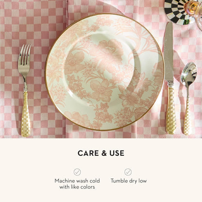 MACKENZIE-CHILDS Set of 4 Cotton Placemats, Decorative Table Mats, Pink Check