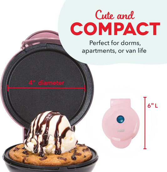 Dash Mini Maker Griddle - Compact Griddle for Creative Homemade Treats - PTFE nonstick surface, Quick Heat-Up System & Space-Saving Design - Pink