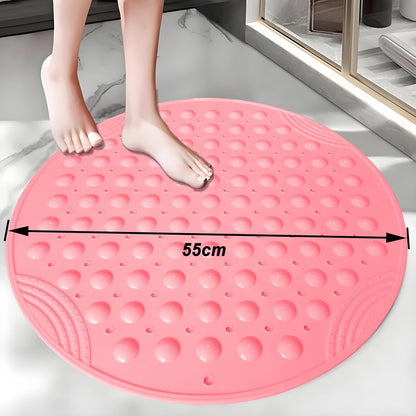 Shower Mat Anti-Slip 21.6'' Round Bathtub Mat with Suction Cups Machine Washable Shower Bath Mat