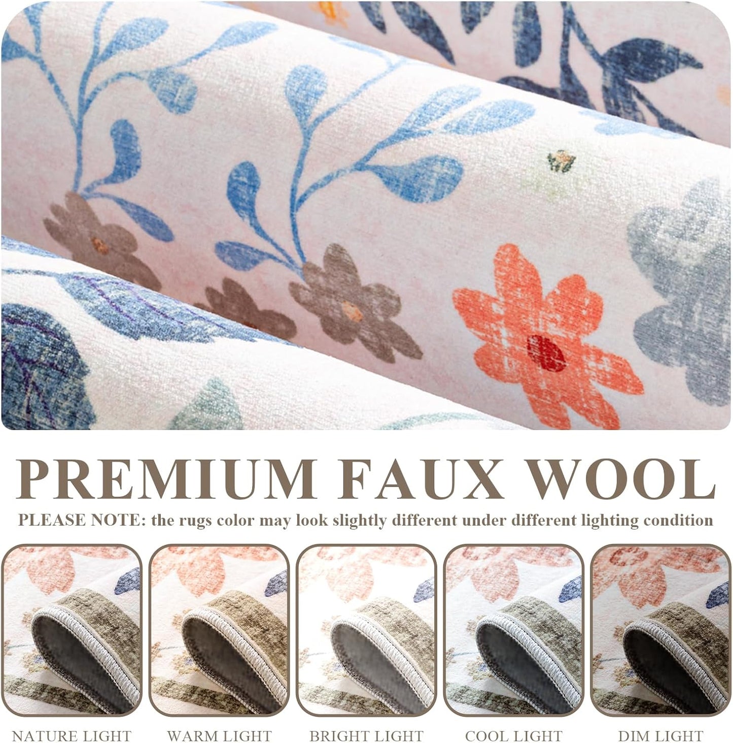 YIHOUSE 5x7 Pink Area Rug, Washable Bedroom Rug Floral Non Slip Soft, Small Colorful Throw Carpet for Nursery Dorm Kids Room Playroom Girls Room Pink,5'x7'