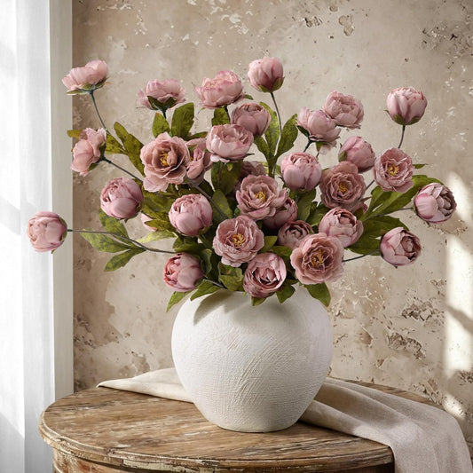 Waipfaru 6 Pcs Faux Peonies Artificial Flowers for Vase, Vintage Silk Peony Stems for Wedding Vase Filler DIY Bouquet Centerpieces Home Indoor Outdoor Decor (Pink, 27")