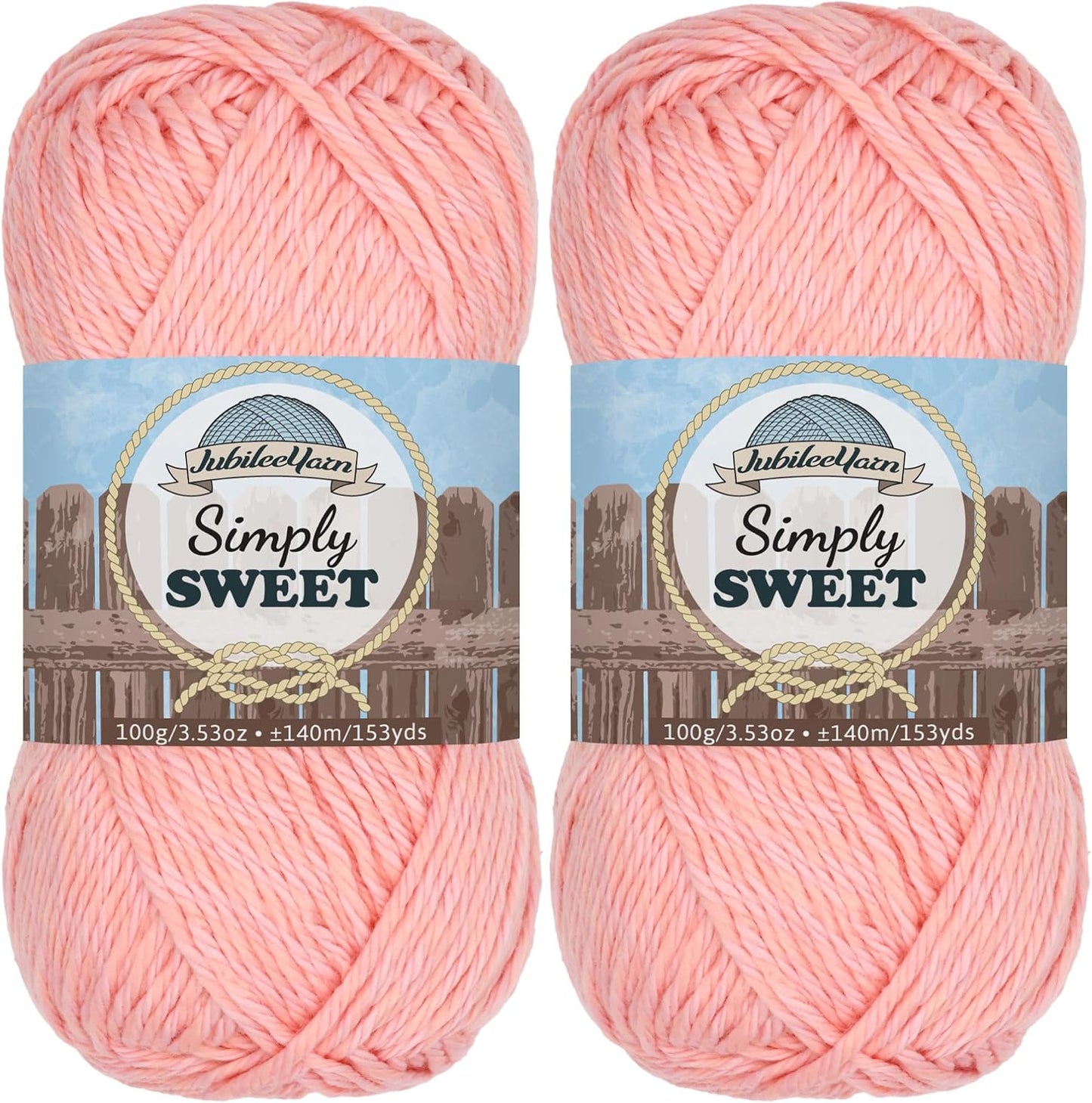 JubileeYarn Simply Sweet Yarn - 100g/Skein DK Cotton Blend - Peach - 2 Skeins