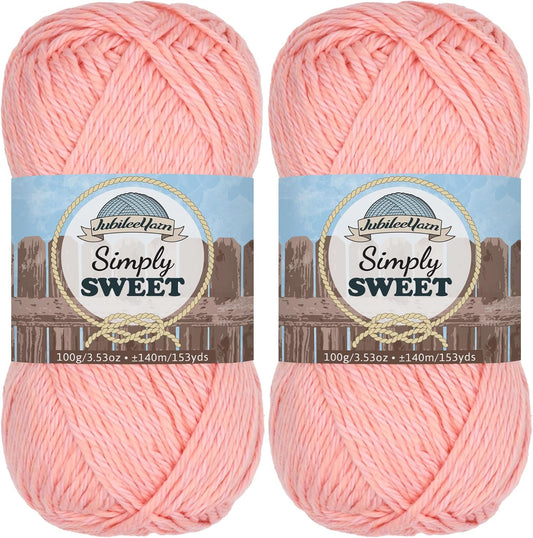 JubileeYarn Simply Sweet Yarn - 100g/Skein DK Cotton Blend - Peach - 2 Skeins