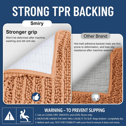 Smiry Bathroom Rugs Mat 30x20, Extra Soft Absorbent Chenille Bath Rugs, Non Slip Rubber Backing Machine Washable Quick Dry Bath Mats for Bathroom Floor, Tub, Shower, Home Decor Accessories, Peach