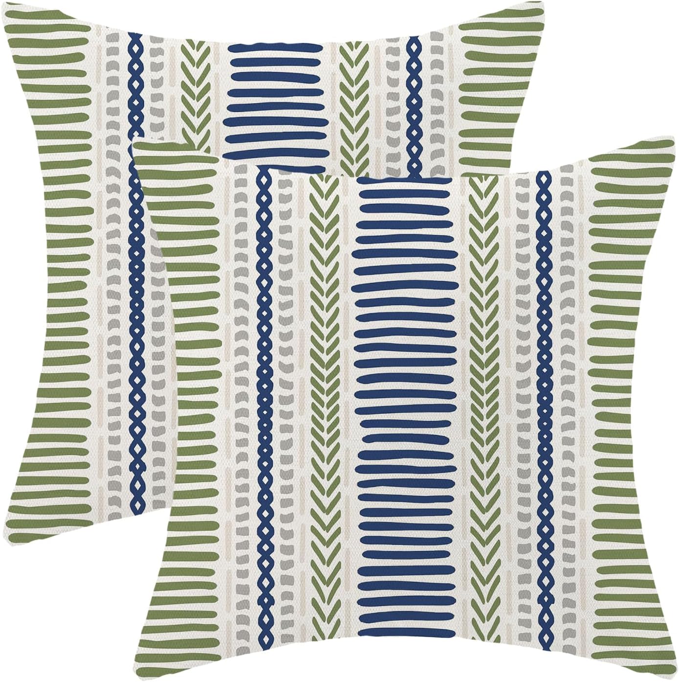 Pink Sage Green Pillow Covers 18x18 Inch 2 Pcs Boho Preppy Polka Dots Striped Decor Throw Pillows Modern Geometric Outdoor Farmhouse Decoration Pillowcase Linen Cushion Cover for Couch Sofa