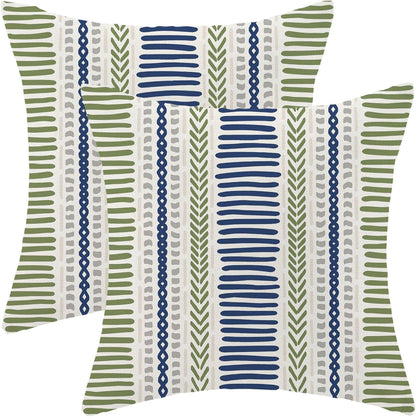 Pink Sage Green Pillow Covers 18x18 Inch 2 Pcs Boho Preppy Polka Dots Striped Decor Throw Pillows Modern Geometric Outdoor Farmhouse Decoration Pillowcase Linen Cushion Cover for Couch Sofa