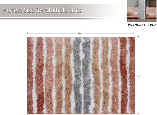 Bathroom Rugs, Extra Soft Absorbent Bath Rugs, Non-Slip, Quick Drying, Machine Washable, Plush Comfort for Bathroom Floor, Tub, Shower and Home Decor Accessories, 17x24, Coral
