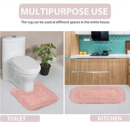Home Weavers Radiant Collection 100% Cotton Bathroom Rugs Set, Bathroom Décor, Washable Rug, Extra Soft and Absorbent Bath Rug, Kitchen Mat, Bath Mat Set, Bath Floor Mat Non Slip, 22" Round, Pink
