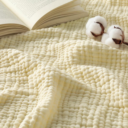 Unnivoll 100% Cotton Muslin Blanket Queen Size 90" x 90" for Bed Couch Summer Gauze Blanket for Adults Lightweight and Breathable Apricot