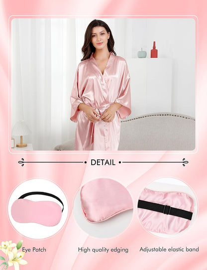 EPLAZA Women Floral Satin Robe Bridal Dressing Gown Wedding Bride Bridesmaid Kimono Sleepwear