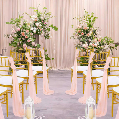10 Feet Chiffon Table Runner Light Peach 10 Packs 14x120 Inches Chiffon Table Fabric for Spring Wedding Ceremony Baby Shower Party Table Decoration