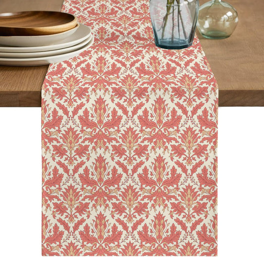 Table Runner Pink Baroque Pattern Table Runners Dresser Scarves Vintage European Style Kitchen Dining Table Decoration for HolidayHome Decor Party 13x120 Inch