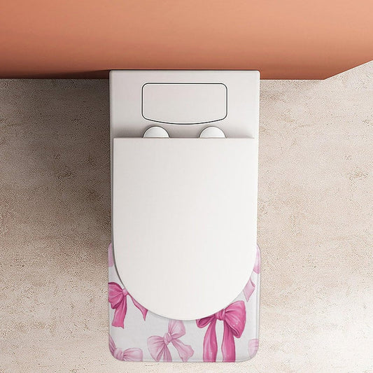 Pink Bow Bath Mat Water Absorbent Soft Bath Rug Non-Slip Machine Washable Mats for Indoor and Outdoor Showers Laundry Rooms