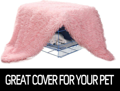LOCHAS Luxury Fluffy Dog Blanket, Extra Soft and Warm Sherpa Fleece Pet Blankets for Dogs Cats, Plush Furry Faux Fur Puppy Throw Cover, 20''x30'' Pink