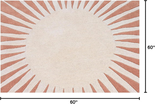 Restoration and Renovation Modern Round Area Rug – Hand-Tufted with 100% NZ Wool, Thick & Soft Circular Carpet for Living Room, Bedroom & Dining Room Decor (Soft Pink, 5' Round)