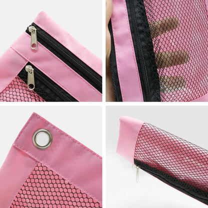 Pencil Pouch for 3 Ring Binder, Heavy Duty Canvas Dual Zipper Pen Bag with Clear Window, Smooth Metal Zipper, Fit Standard 3-Ring Binders for School Office Travel Supplies (Pink)