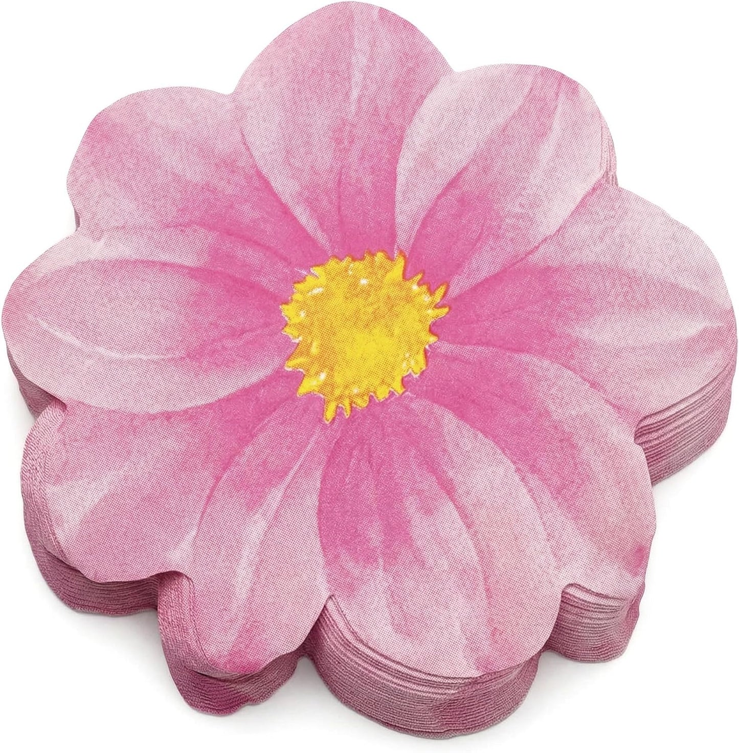 20 Pcs Flower Shaped Napkins Disposable Floral Paper Spring Decorative Tableware for Wedding Bridal Baby Shower Birthday Summer Dinner Party Decor Pink