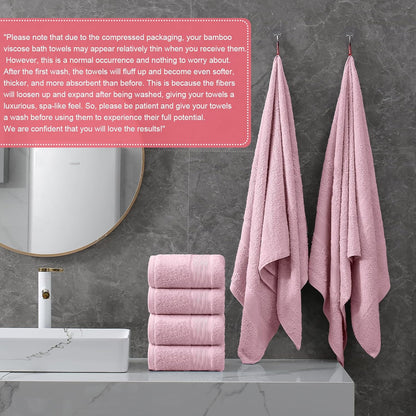 Aibaser Bath Towels, 27x54inch - Natural, Ultra Absorbent Towels for Bathroom, Travel, Gym, Shower and Spa (6 Piece Set) (Pink)