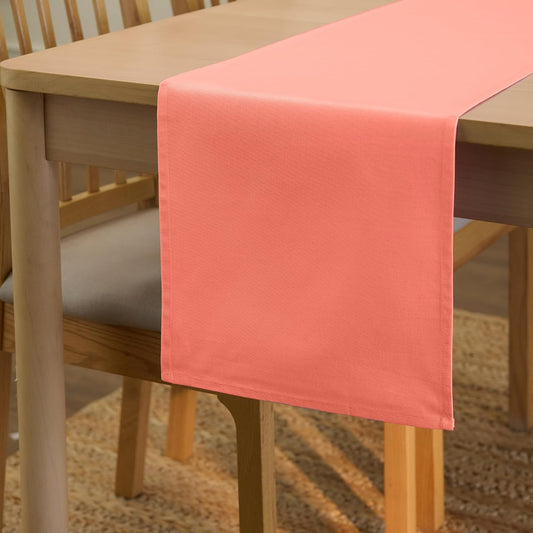 Encasa XO Table Runner 13"x72" Long | Cotton Canvas Fabric | Coral Solid Color | Machine Washable & Durable