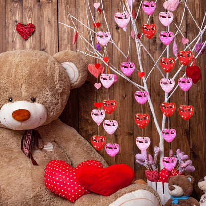 FYSUIMU 24Pcs Valentine Heart Shaped Hanging Ornaments Mirror Disco Ball Tree Bauble Red Pink Hanging Ornament for Valentine Wedding Anniversary Party Supplies