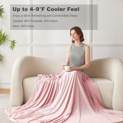 COOVA Cooling Blanket for Hot Sleepers,Lightweight Summer Cold Thin Blanket for Night Sweats and Hot Flashes,Breathable Soft Blanket for Bed Couch Sofa,(Pink,50x60 inches)