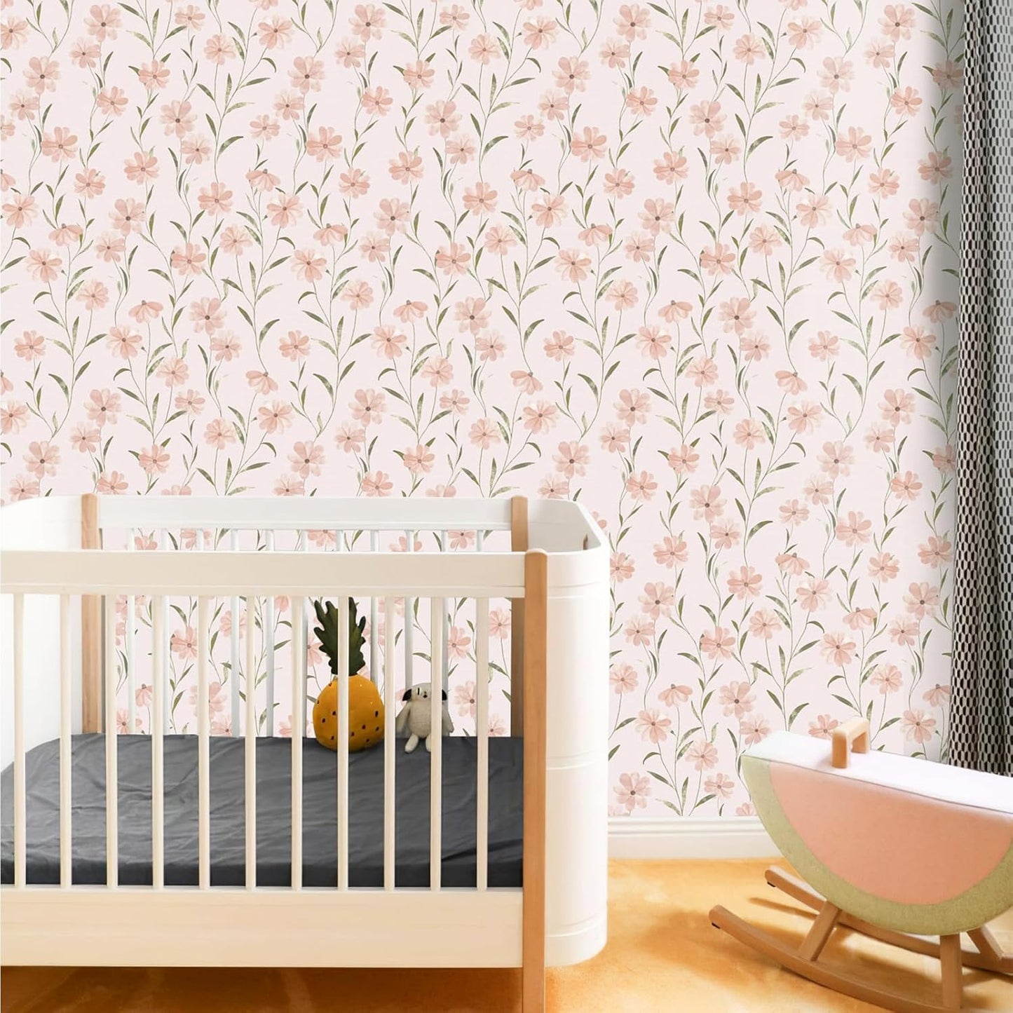 JiffDiff Floral Wallpaper Peel and Stick Pink Daisy Wall Paper Summer Flowers Nursey Room Self Adhesive Contact Paper Stick on Wall Decor for Bedroom Cabinets Bathroom(118" X 17.3", Pink Floral)