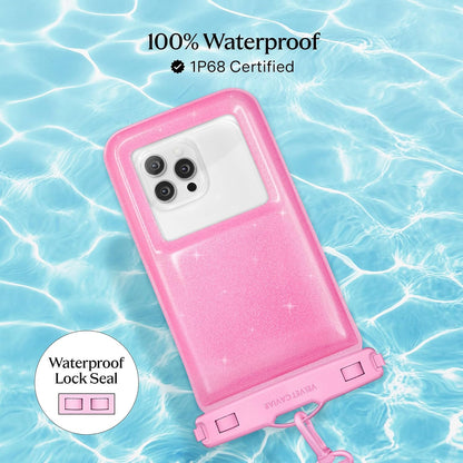 VELVET CAVIAR Waterproof Phone Pouch with Lanyard | IP68 Floating Case for iPhone & All Phones | Dry Bag for Snorkeling, Beach, Kayaking | Travel & Cruise Essentials for Women (Pink Stardust)