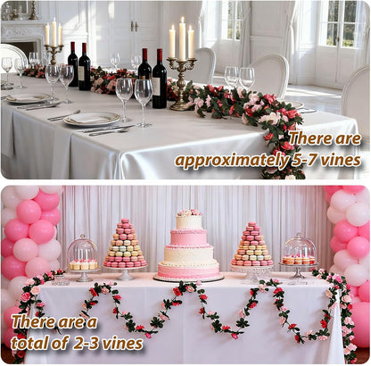 Miracliy 5Pcs 41FT Pink Flower Garland Artificial Rose Arch Vines Fake Spring Floral Garland for Flower Wall Backdrop Wedding Mothers Day Garden Tea Party Decoration