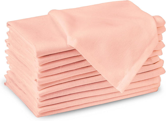 Encasa XO Peach Cloth Napkins Set of 6, 17"x17" | Solid Color Cotton Dinner Napkins | Washable & Reusable Wedding Napkins for Holiday Dinners, Party, & Everyday Table Decor