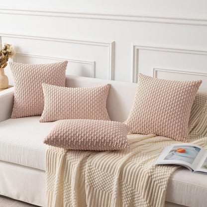Kevin Textile Valentines Day 12x20 Inch Pillow Cover 1 Pack Boho Decorative Soft Striped Corduroy Lumbar Farmhouse Accent Rectangle Cushion Case for Living Room Couch Sofa Bed, Light Pink