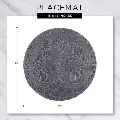 DII Classic Woven Tabletop Collection, Indoor/Outdoor Placemat Set, Round, 15" Diameter, Orange, 6 Piece