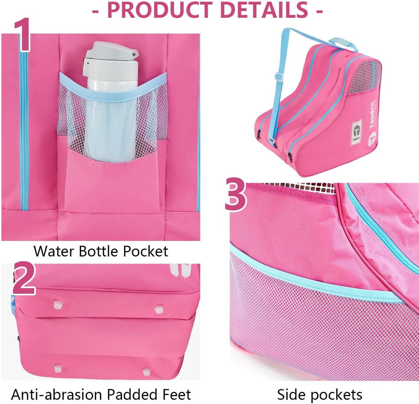 Tanden Roller Skate Bag Ice Skate Bag for Kids and Adult, Roller Blade Bag Figure Ice Skating Bag to Carry Ice Skates Inline Skate Bag