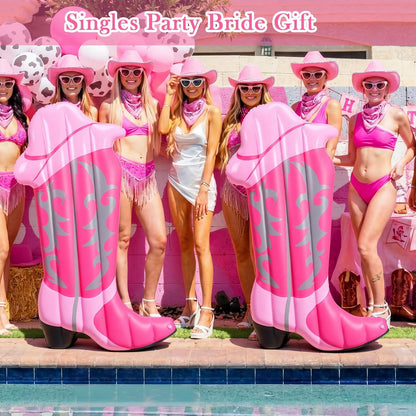 2 Pcs Pink Cowgirl Boot Pool Float Inflatable Pool Rafts 4.6 ft Tall Bachelorette Decor Singles Party Western Cowgirl Theme Decor Summer Lounge Raft Toys for Adults Bride