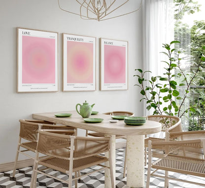 3pcs Pink Aura Collection Gradient Canvas wall art Positive Minimalist Fluppy Art Picture Wall Decor Trendy Aesthetic Poster Print Artwork for Bedroom, Living Room, girls room Home Decoration【UNFRAMED】