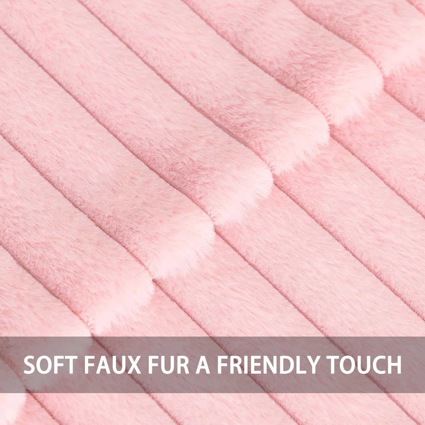 Aegero Pack of 2 Faux Fur Christmas Throw Pillow Covers 18x18 Inch, Soft Plush Striped Neutral Couch Pillow Cover, with Velvet Back Modern Home Decor for Sofa Living Room Couch Bed Pink